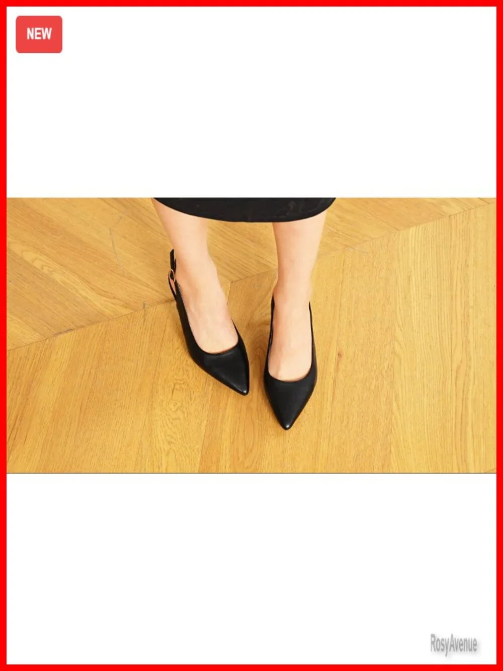 Slingback Kitten Heels Pumps Pointed Toe Low Heel Dress Shoes PU Work Wedding